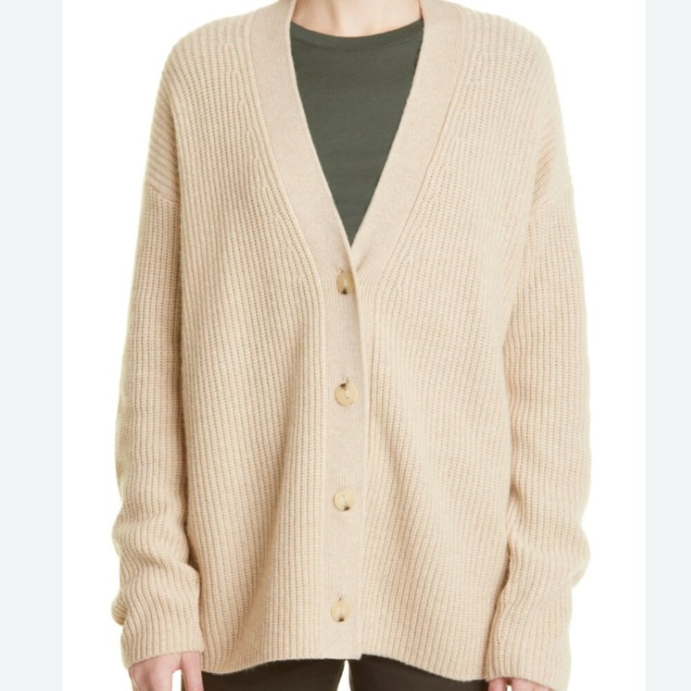 Vince Shaker Stitch V-Neck Cashmere Cardigan